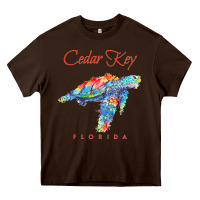 Chocolate Brown Cedar Key Florida Watercolor Sea Turtle Sweatshirt Heavy Core Tee - InspiraDesign