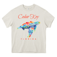 Cream Cedar Key Florida Watercolor Sea Turtle Sweatshirt Heavy Core Tee - InspiraDesign