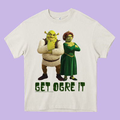 Shrek Fiona & Shrek Get Ogre It Text Poster Heavy Core Tee Designed By Inspiradesign