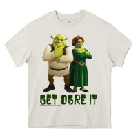 Cream Shrek Fiona & Shrek Get Ogre It Text Poster Heavy Core Tee - InspiraDesign