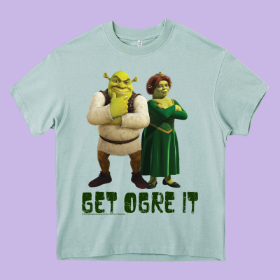 Shrek Fiona & Shrek Get Ogre It Text Poster Heavy Core Tee Designed By Inspiradesign