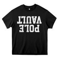 Black pole vault t shirt upside down funny pole vault jumper shirt Heavy Core Tee - InspiraDesign