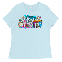 Baby Blue happy easter coffee Ladies Tee - CowhideDigitalArt