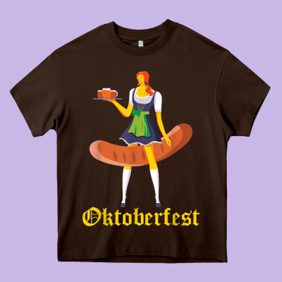Barmaid Oktoberfest Funny German Woman Dirndl Bratwurst T Shirt Heavy Core Tee Designed By Inspiradesign