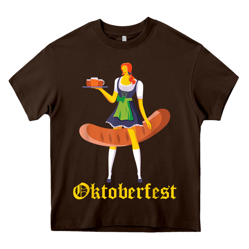 Barmaid Oktoberfest Funny German Woman Dirndl Bratwurst T Shirt Heavy Core Tee by InspiraDesign | Teevron