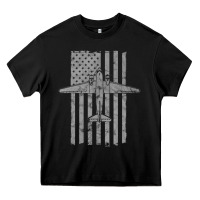 Black C-47 Skytrain Wwii Transport Airplane Vintage Flag Heavy Core Tee - InspiraDesign