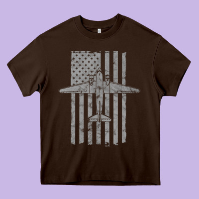 C-47 Skytrain Wwii Transport Airplane Vintage Flag Heavy Core Tee Designed By Inspiradesign