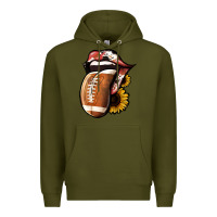Army Green Football Tongue Premium Hoodie - Jasminsmagicworld