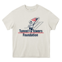 Cream Tunnel To Towers F-oundation American Flag USA Flag Heavy Core Tee - InspiraDesign