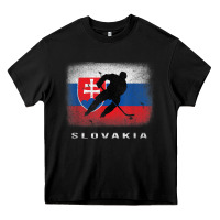 Black Slovakia Ice Hockey Slovak Flag Heavy Core Tee - InspiraDesign