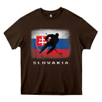 Chocolate Brown Slovakia Ice Hockey Slovak Flag Heavy Core Tee - InspiraDesign