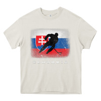 Cream Slovakia Ice Hockey Slovak Flag Heavy Core Tee - InspiraDesign