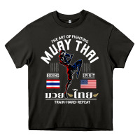 Thailand American Flag Muay Thai Boxing Train Hard Repeat T Shirt Heavy Core Tee | Teevron