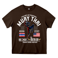 Chocolate Brown thailand american flag muay thai boxing train hard repeat t shirt Heavy Core Tee - InspiraDesign