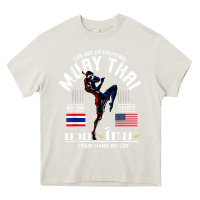 Cream thailand american flag muay thai boxing train hard repeat t shirt Heavy Core Tee - InspiraDesign