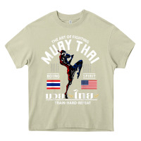 Mossy thailand american flag muay thai boxing train hard repeat t shirt Heavy Core Tee - InspiraDesign