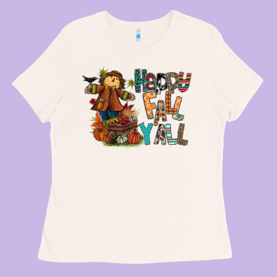 Happy Fall Y All Ladies Tee Designed By Cowhidedigitalart