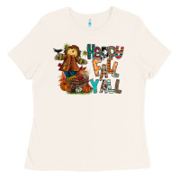 Bone happy fall y all Ladies Tee - CowhideDigitalArt