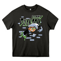 Asphalt Danny Phantom Coming Through Brick Wall Heavy Core Tee - InspiraDesign