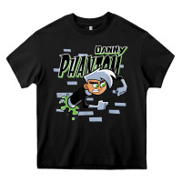 Black Danny Phantom Coming Through Brick Wall Heavy Core Tee - InspiraDesign