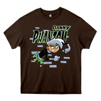 Chocolate Brown Danny Phantom Coming Through Brick Wall Heavy Core Tee - InspiraDesign
