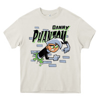 Cream Danny Phantom Coming Through Brick Wall Heavy Core Tee - InspiraDesign