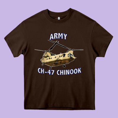 Army Ch-47 Chinook Helicopter Heavy Core Tee Designed By Inspiradesign