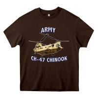 Chocolate Brown ARMY CH-47 CHINOOK HELICOPTER Heavy Core Tee - InspiraDesign