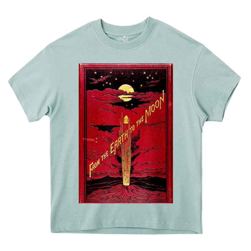From The Earth To The Moon Jules Verne Book Cover Design Heavy Core Tee by ArtChic | Teevron