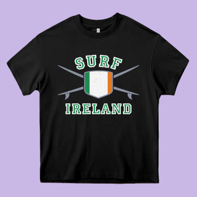 Ireland Surfing Hoodie  Irish Flag Surfboards Design Heavy Core Tee Designed By Artchic