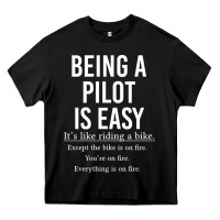Black Funny Pilot Gift Being A Pilot Is Easy Heavy Core Tee - ArtChic