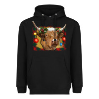 Black highland cow christmas Heavyweight Hoodie - RanaPortraitStore