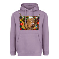Lavender highland cow christmas Heavyweight Hoodie - RanaPortraitStore