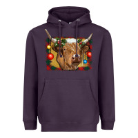 Plum highland cow christmas Heavyweight Hoodie - RanaPortraitStore