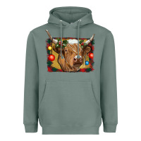 Sage highland cow christmas Heavyweight Hoodie - RanaPortraitStore