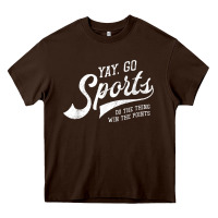 Chocolate Brown Yay Go Sports Vintage Funny Sports Heavy Core Tee - ArtChic