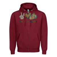 Burgundy Peace Love Pumkins Zipper Hoodie - Jasminsmagicworld