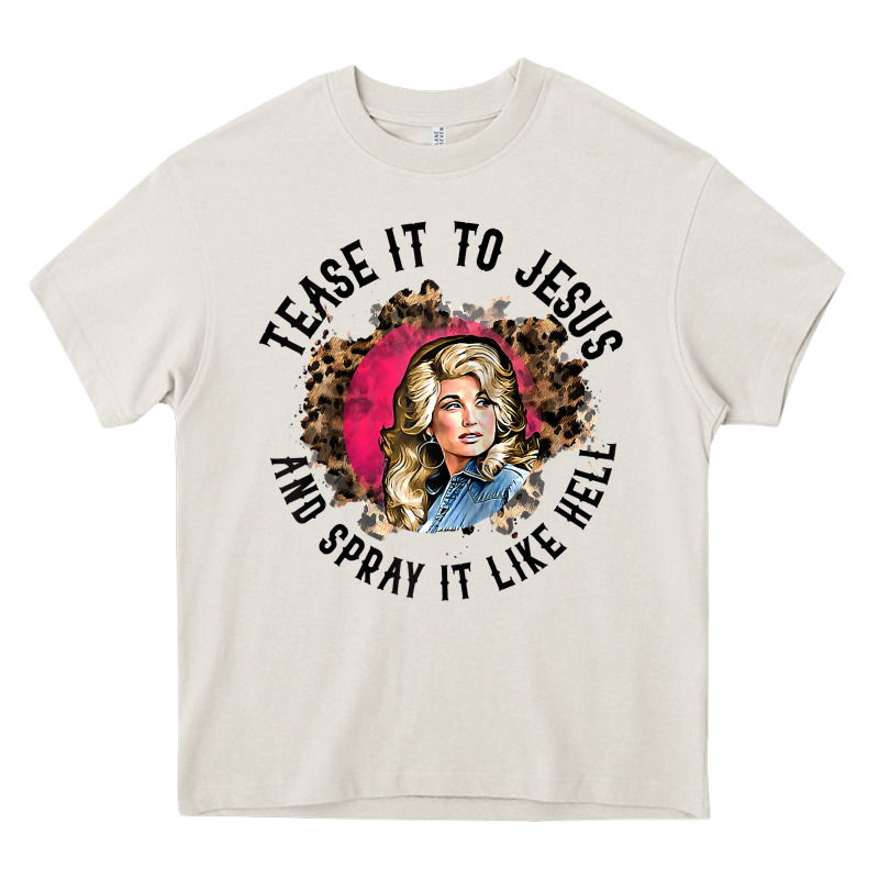 Tease It To Jesus And Spray It Like Hell Leopard Western Raglan Baseba Heavy Core Tee by ArtChic | Teevron