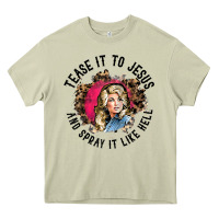 Mossy tease it to jesus and spray it like hell leopard western raglan baseba Heavy Core Tee - ArtChic