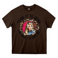 Chocolate Brown tease it to jesus and spray it like hell leopard western raglan baseba Heavy Core Tee - ArtChic