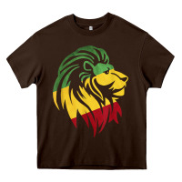 Chocolate Brown Lion of Judah Reggae, Rasta, Ethiopia Jamaican Roots Heavy Core Tee - ArtChic