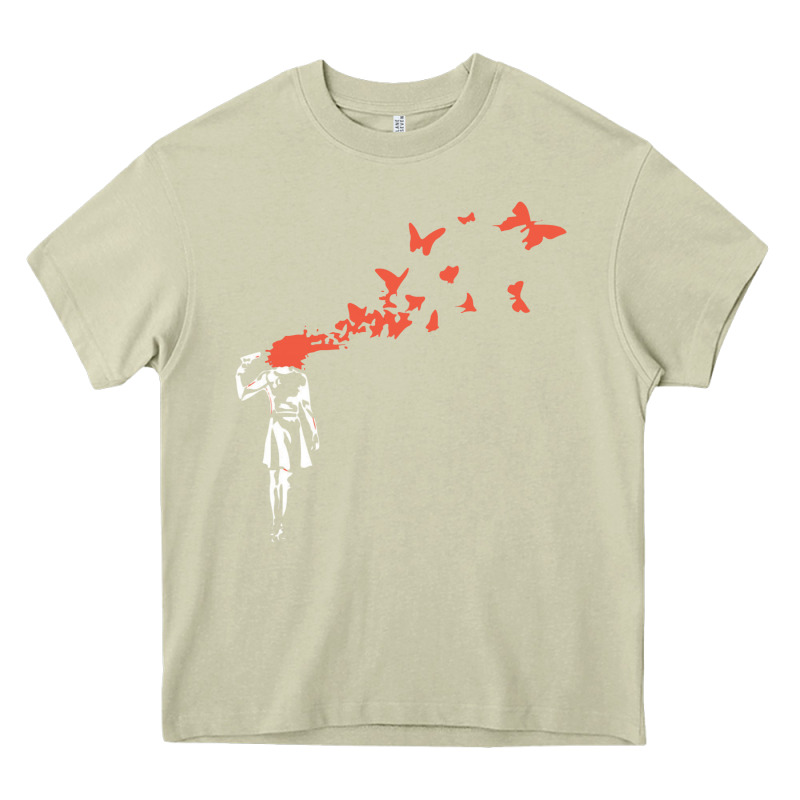 Banksy Headshot Butterfly Heavy Core Tee by ArtChic | Teevron