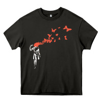 Asphalt banksy headshot butterfly Heavy Core Tee - ArtChic