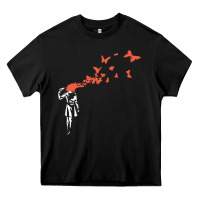 Black banksy headshot butterfly Heavy Core Tee - ArtChic