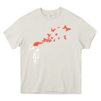 Cream banksy headshot butterfly Heavy Core Tee - ArtChic