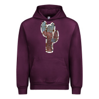 Mauve Wine Cowhide Old Cactus Urban Hoodie - RanaPortraitStore