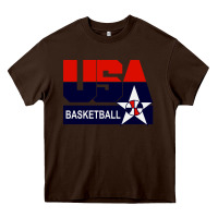 Chocolate Brown usa basketball Heavy Core Tee - ArtChic