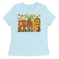 Baby Blue Fall Basics Ladies Tee - CowhideDigitalArt