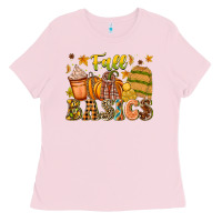 Bubblegum Pink Fall Basics Ladies Tee - CowhideDigitalArt