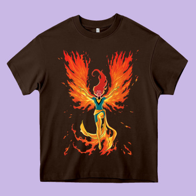 X-men Jean Grey Phoenix Cosmic Flames Heavy Core Tee Designed By Artchic